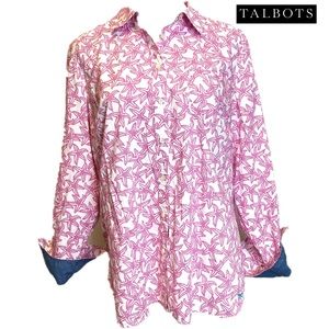 Talbots Women Blouse Long-3/4 Sleeves Pink Size XL